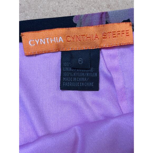 Cynthia Steffe Black Floral 100% Silk Summer Dressy Skirt - Size 6 - Picture 3 of 7